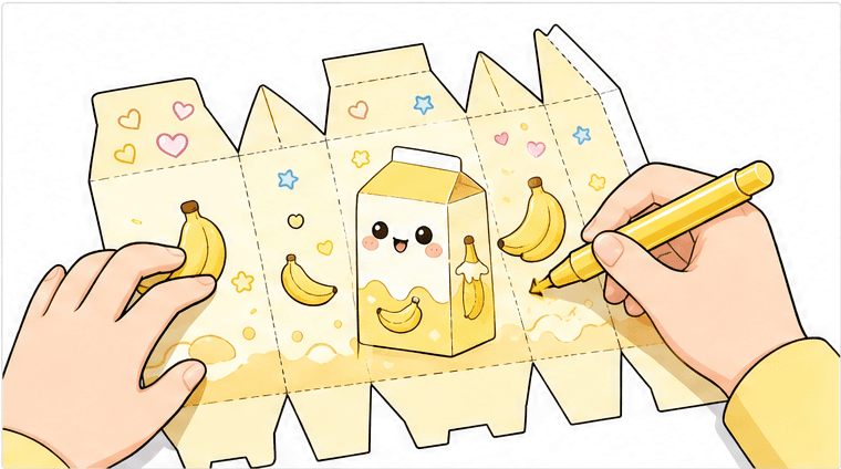 Pastel Muzlu Süt Kutusu (Gable Box) Paper Squishy Yapımı - 2. Adım: Sevimli Detayları Boya veya Süsle 🎨 Kağıt Sukuşi Yapım Aşaması