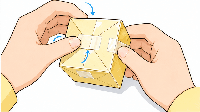 Pastel Muzlu Süt Kutusu (Gable Box) Paper Squishy Yapımı - 7. Adım: Taban Kapaklarını Katla ve Mühürle 🔒 Kağıt Sukuşi Yapım Aşaması