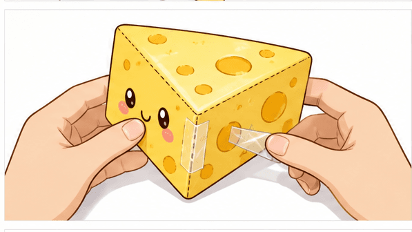 Kawaii İsviçre Peynir Dilimi (Üçgen Prizma) Paper Squishy Yapımı - 6. Adım: Yan Kanatları Birleştir ve Üçgen Formu Ver 🧀 Kağıt Sukuşi Yapım Aşaması