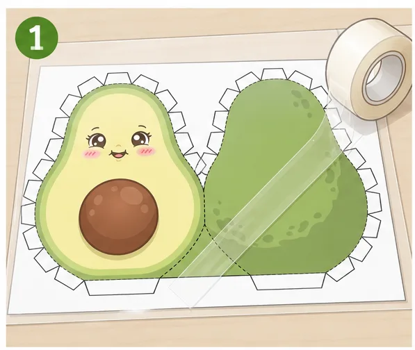 Pofuduk Avokado Bebek Paper Squishy Yapımı - 1. Adım: Şablonu Masaya Ser & Çift Yönlü Lamine Et ✨ Kağıt Sukuşi Yapım Aşaması