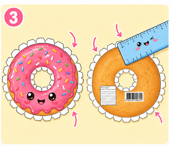Çilekli Pofuduk Donut Paper Squishy Yapımı - 3. Adım: Cetvelle Katlama Dişlerini Kır 📐 Kağıt Sukuşi Yapım Aşaması