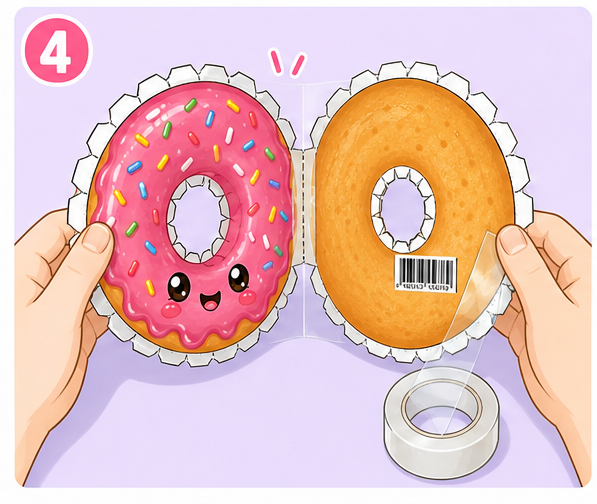 Çilekli Pofuduk Donut Paper Squishy Yapımı - 4. Adım: Donut Halkalarını Ortadan Birleştir 🍩 Kağıt Sukuşi Yapım Aşaması