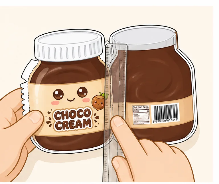 Kawaii Çikolata & Fındık Kreması Kavanozu Paper Squishy Yapımı - 3. Adım: Orta Katlama Çizgisinden İkiye Katla 📐 Kağıt Sukuşi Yapım Aşaması