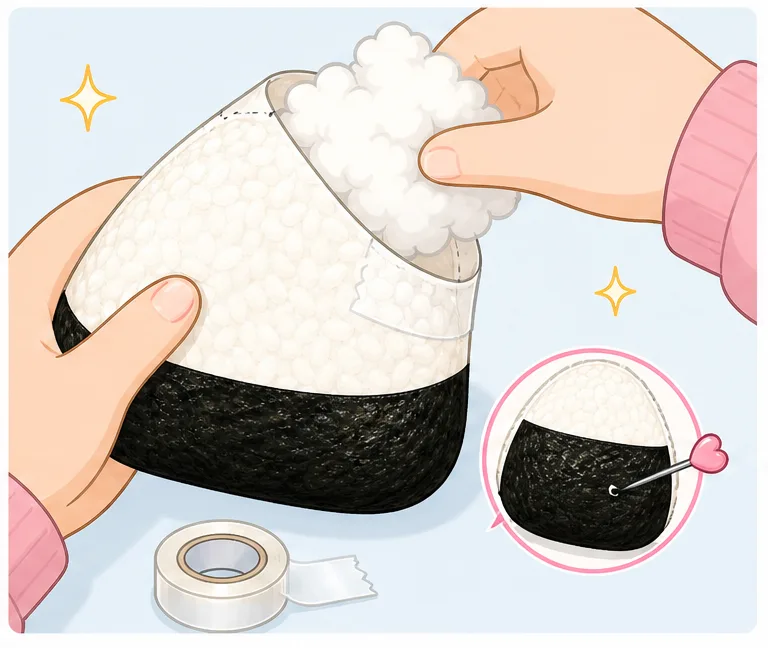 Sevimli Japon Onigiri Pirinç Topu Paper Squishy Yapımı - 5. Adım: Boncuk Elyaf Doldur & Onigiriyi Tombullaştırıp Kapat ☁️ Kağıt Sukuşi Yapım Aşaması
