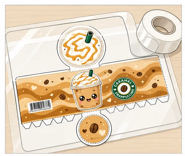 Karamel Kremalı Frappuccino Paper Squishy Yapımı - 1. Adım: Şablonu Masaya Ser & Çift Yönlü Lamine Et ✨ Kağıt Sukuşi Yapım Aşaması