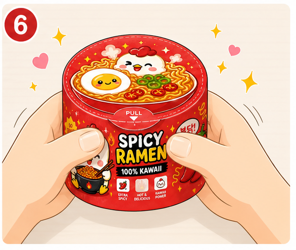Kawaii Acı Kore Ramen Kasesi Paper Squishy Yapımı - 6. Adım: Pofur Pofur Sık ve Rahatla! 🎉 Kağıt Sukuşi Yapım Aşaması