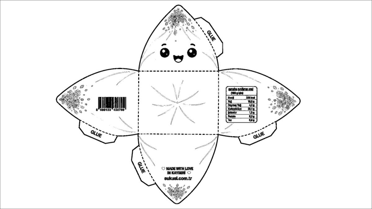 Sevimli Mantı Sukuşi Paper Squishy Yapımı - Siyah Beyaz Boyama Sayfası Şablonu Önizleme