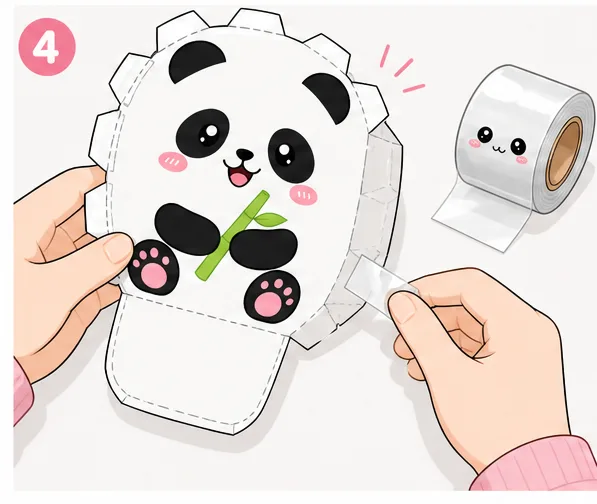 Sevimli Mochi Panda Paper Squishy Yapımı - 4. Adım: Ön ve Arka Yüzü Kapatıp Kenarları Bantla 🐼 Kağıt Sukuşi Yapım Aşaması