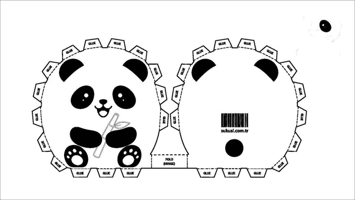 Sevimli Mochi Panda Paper Squishy Yapımı - Siyah Beyaz Boyama Sayfası Şablonu Önizleme