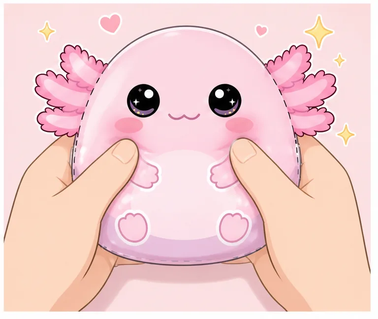 Pofuduk Pembe Axolotl Paper Squishy Yapımı - 6. Adım: Karından Mikro Delik Aç & Axolotlunu Sevgiyle Sık! 🎉 Kağıt Sukuşi Yapım Aşaması
