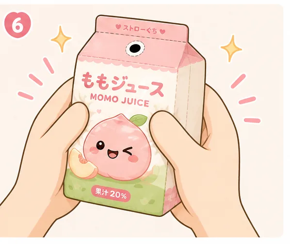 Kawaii Japon Şeftali Suyu Kutusu Paper Squishy Yapımı - 6. Adım: Pipet Deliğinden Hava Al & Slow-Rising Zaferi! 🎉 Kağıt Sukuşi Yapım Aşaması