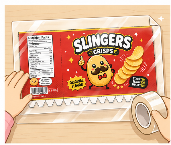Slingers Orijinal Cips Kutusu Paper Squishy Yapımı - 1. Adım: Şablonu Hazırla & Şeffaf Bantla Lamine Et ✨ Kağıt Sukuşi Yapım Aşaması
