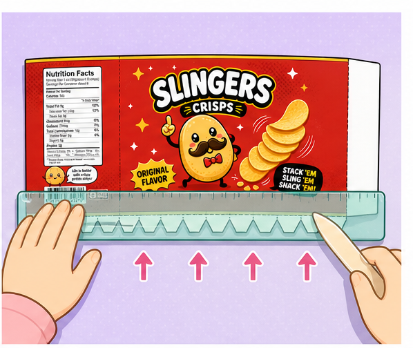 Slingers Orijinal Cips Kutusu Paper Squishy Yapımı - 3. Adım: Cetvelle Çizgileri Kır ve Katla 📐 Kağıt Sukuşi Yapım Aşaması